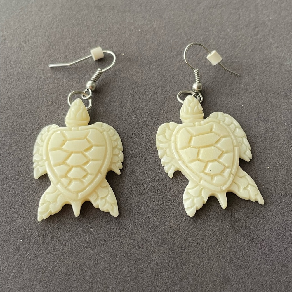 Carved Sea Turtle Earrings
